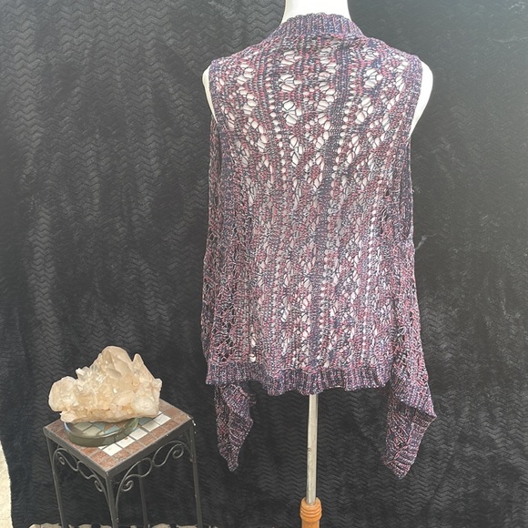 Purple Multi Color Sweatwr Shawl Vest Women Size XL - Picture 3 of 3